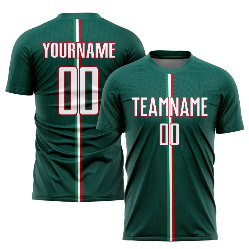 Custom Soccer Jersey, Green White Red Sportswear Jersey Shirt, Athletic Mesh Moisture Wicking Jersey, Casual Gift for Men