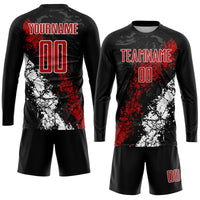 Custom Soccer Jersey, Black Red White Sportswear Jersey Shirt, Athletic Mesh Moisture Wicking Jersey, Casual Gift for Men, Style Soccer0938