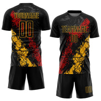 Custom Soccer Jersey, Black Gold Red Sportswear Jersey Shirt, Athletic Mesh Moisture Wicking Jersey, Casual Gift for Men