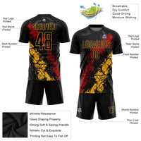 Custom Soccer Jersey, Black Gold Red Sportswear Jersey Shirt, Athletic Mesh Moisture Wicking Jersey, Casual Gift for Men