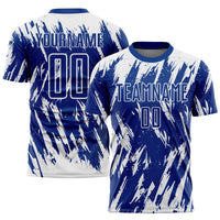 Custom Soccer Jersey, Royal White Sportswear Jersey Shirt, Athletic Mesh Moisture Wicking Jersey, Casual Gift for Men, Style Soccer0957