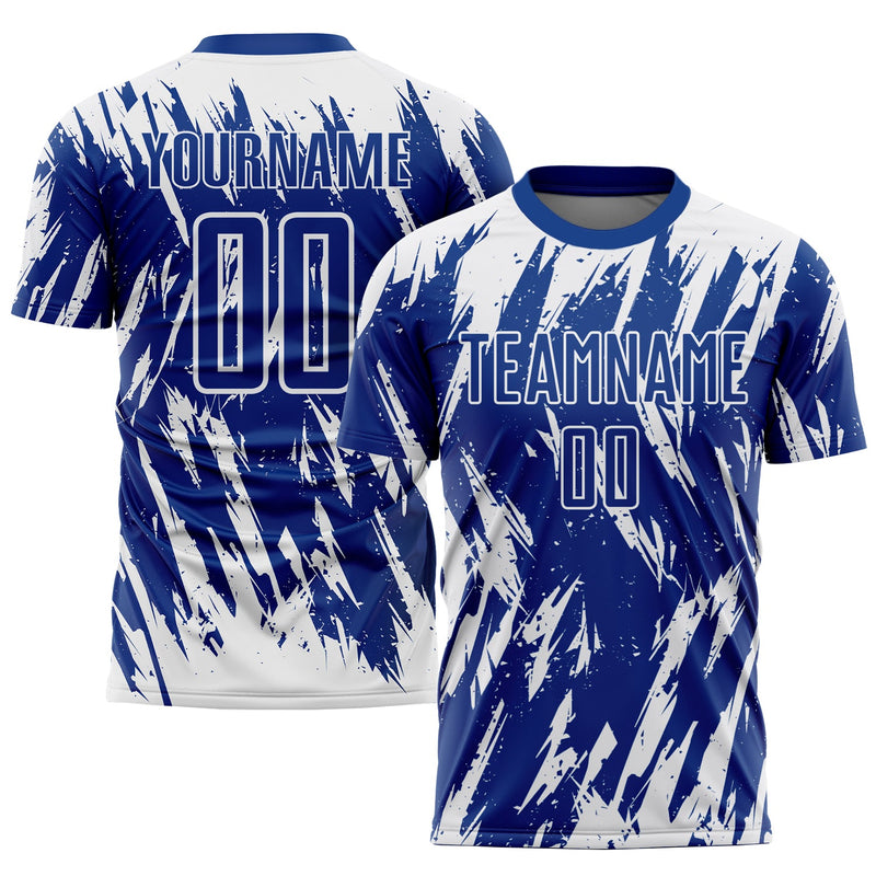 Custom Soccer Jersey, Royal White Sportswear Jersey Shirt, Athletic Mesh Moisture Wicking Jersey, Casual Gift for Men, Style Soccer0957