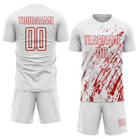 Custom Soccer Jersey, White Red Sportswear Jersey Shirt, Athletic Mesh Moisture Wicking Jersey, Casual Gift for Men, Style Soccer0973