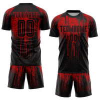 Custom Soccer Jersey, Red Black Sportswear Jersey Shirt, Athletic Mesh Moisture Wicking Jersey, Casual Gift for Men, Style Soccer0996