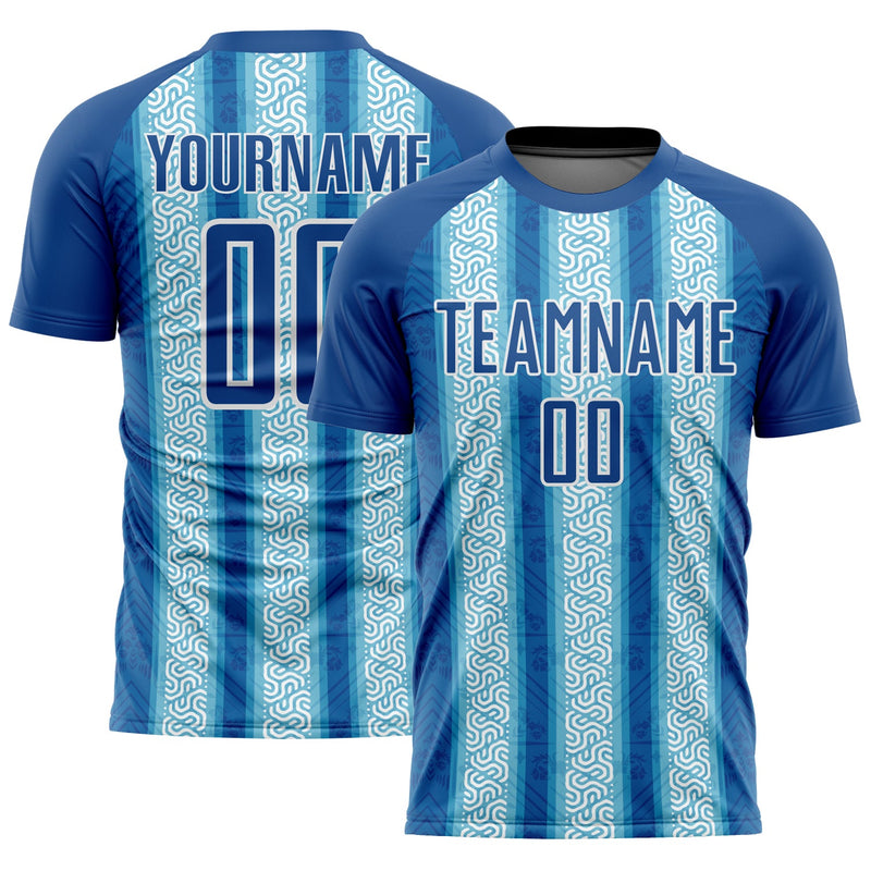 Custom Soccer Jersey, Blue Light Blue White Sportswear Jersey Shirt, Athletic Mesh Moisture Wicking Jersey, Casual Gift for Men