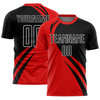 Custom Soccer Jersey, Red Black White Sportswear Jersey Shirt, Athletic Mesh Moisture Wicking Jersey, Casual Gift for Men, Style Soccer1099