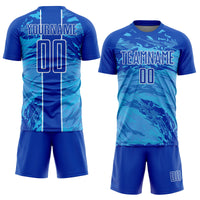 Custom Soccer Jersey, Blue Sky Blue White Sportswear Jersey Shirt, Athletic Mesh Moisture Wicking Jersey, Casual Gift for Men