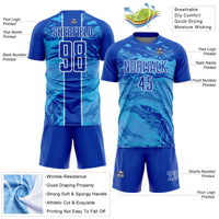 Custom Soccer Jersey, Blue Sky Blue White Sportswear Jersey Shirt, Athletic Mesh Moisture Wicking Jersey, Casual Gift for Men