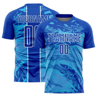 Custom Soccer Jersey, Blue Sky Blue White Sportswear Jersey Shirt, Athletic Mesh Moisture Wicking Jersey, Casual Gift for Men