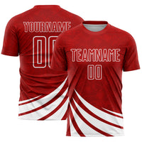 Custom Soccer Jersey, Red White Sportswear Jersey Shirt, Athletic Mesh Moisture Wicking Jersey, Casual Gift for Men, Style Soccer1291