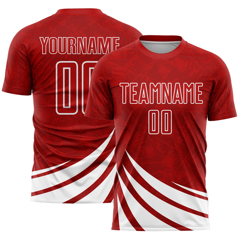 Custom Soccer Jersey, Red White Sportswear Jersey Shirt, Athletic Mesh Moisture Wicking Jersey, Casual Gift for Men, Style Soccer1291