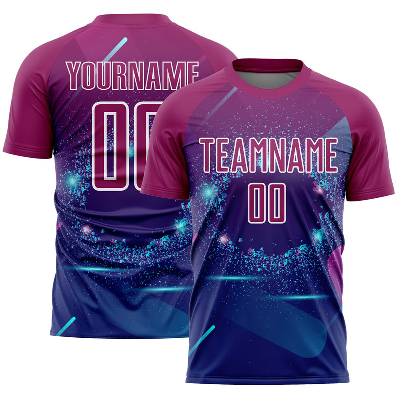 Custom Soccer Jersey, Royal Purple White Sportswear Jersey Shirt, Athletic Mesh Moisture Wicking Jersey, Casual Gift for Men