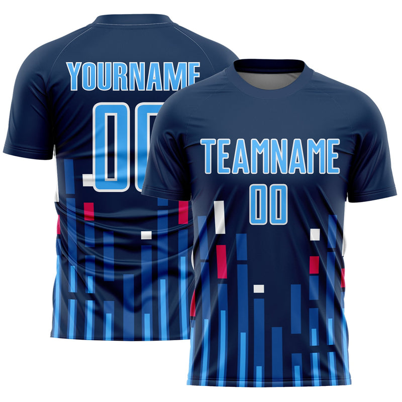 Custom Soccer Jersey, Navy Blue Sky Blue Sportswear Jersey Shirt, Athletic Mesh Moisture Wicking Jersey, Casual Gift for Men