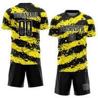 Custom Soccer Jersey, Black Yellow White Sportswear Jersey Shirt, Athletic Mesh Moisture Wicking Jersey, Casual Gift for Men, Style Soccer1513