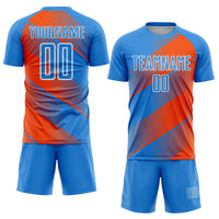 Custom Soccer Jersey, Blue Orange White Sportswear Jersey Shirt, Athletic Mesh Moisture Wicking Jersey, Casual Gift for Men