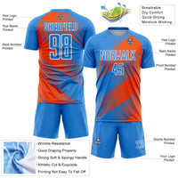 Custom Soccer Jersey, Blue Orange White Sportswear Jersey Shirt, Athletic Mesh Moisture Wicking Jersey, Casual Gift for Men