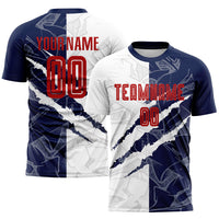 Custom Soccer Jersey, Red Navy Sportswear Jersey Shirt, Athletic Mesh Moisture Wicking Jersey, Casual Gift for Men