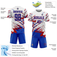 Custom Soccer Jersey, White Blue Red Sportswear Jersey Shirt, Athletic Mesh Moisture Wicking Jersey, Casual Gift for Men