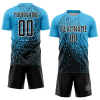 Custom Soccer Jersey, Sky Blue Black White Sportswear Jersey Shirt, Athletic Mesh Moisture Wicking Jersey, Casual Gift for Men