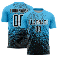 Custom Soccer Jersey, Sky Blue Black White Sportswear Jersey Shirt, Athletic Mesh Moisture Wicking Jersey, Casual Gift for Men