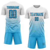 Custom Soccer Jersey, White Sky Blue Black Sportswear Jersey Shirt, Athletic Mesh Moisture Wicking Jersey, Casual Gift for Men