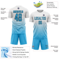 Custom Soccer Jersey, White Sky Blue Black Sportswear Jersey Shirt, Athletic Mesh Moisture Wicking Jersey, Casual Gift for Men