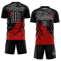 Custom Soccer Jersey, Black Red White Sportswear Jersey Shirt, Athletic Mesh Moisture Wicking Jersey, Casual Gift for Men, Style Soccer2722