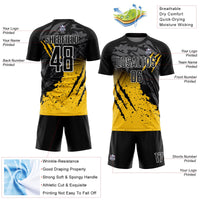 Custom Soccer Jersey, Black Yellow White Sportswear Jersey Shirt, Athletic Mesh Moisture Wicking Jersey, Casual Gift for Men, Style Soccer2723