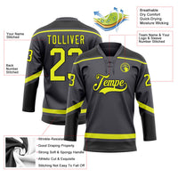Custom Hockey Jersey, Gray Yellow Black Sportswear Jersey Shirt, Athletic Long Sleeve V Neck Jersey, Casual Gift for Men