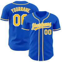 Custom Baseball Jersey, Blue Gold White Sportswear Jersey Shirt, Athletic Button Down Moisture Wicking Jersey, Casual Gift for Men