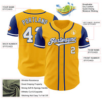 Custom Baseball Jersey, Gold White Royal Sportswear Jersey Shirt, Athletic Button Down Moisture Wicking Jersey, Casual Gift for Men