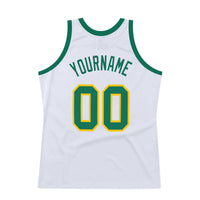 Custom Basketball Jersey, White Kelly Green Authentic Sportswear Jersey Shirt, Athletic Mesh Moisture Wicking Jersey, Casual Gift for Men