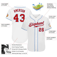 Custom Baseball Jersey, White Red Light Blue Sportswear Jersey Shirt, Athletic Button Down Moisture Wicking Jersey, Casual Gift for Men