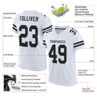 Custom Football Jersey, White Black Silver Sportswear Jersey Shirt, Athletic Mesh Moisture Wicking Jersey, Casual Gift for Men