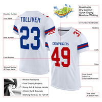 Custom Football Jersey, White Royal Red Sportswear Jersey Shirt, Athletic Mesh Moisture Wicking Jersey, Casual Gift for Men, Style White0613
