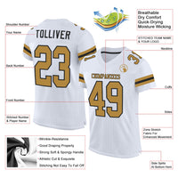 Custom Football Jersey, White Old Gold Black Sportswear Jersey Shirt, Athletic Mesh Moisture Wicking Jersey, Casual Gift for Men