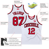 Custom Basketball Jersey, White Red Black Throwback Sportswear Jersey Shirt, Athletic Mesh Moisture Wicking Jersey, Casual Gift for Men