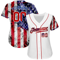 Custom Baseball Jersey, White Red Sportswear Jersey Shirt, Athletic Button Down Moisture Wicking Jersey, Casual Gift for Men, Style White1005