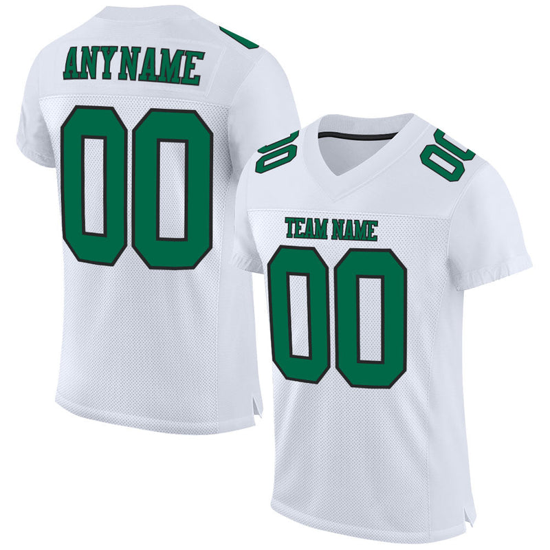 Custom Football Jersey, White Kelly Green Sportswear Jersey Shirt, Athletic Mesh Moisture Wicking Jersey, Casual Gift for Men, Style White1127