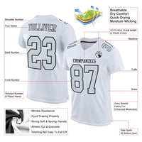 Custom Football Jersey, White Silver Black Sportswear Jersey Shirt, Athletic Mesh Moisture Wicking Jersey, Casual Gift for Men, Style White1131