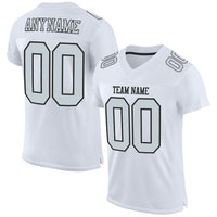 Custom Football Jersey, White Silver Black Sportswear Jersey Shirt, Athletic Mesh Moisture Wicking Jersey, Casual Gift for Men, Style White1131