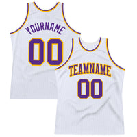 Custom Basketball Jersey, White Purple Gold Sportswear Jersey Shirt, Athletic Mesh Moisture Wicking Jersey, Casual Gift for Men, Style White1153