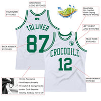 Custom Basketball Jersey, White Kelly Green Throwback Sportswear Jersey Shirt, Athletic Mesh Moisture Wicking Jersey, Casual Gift for Men