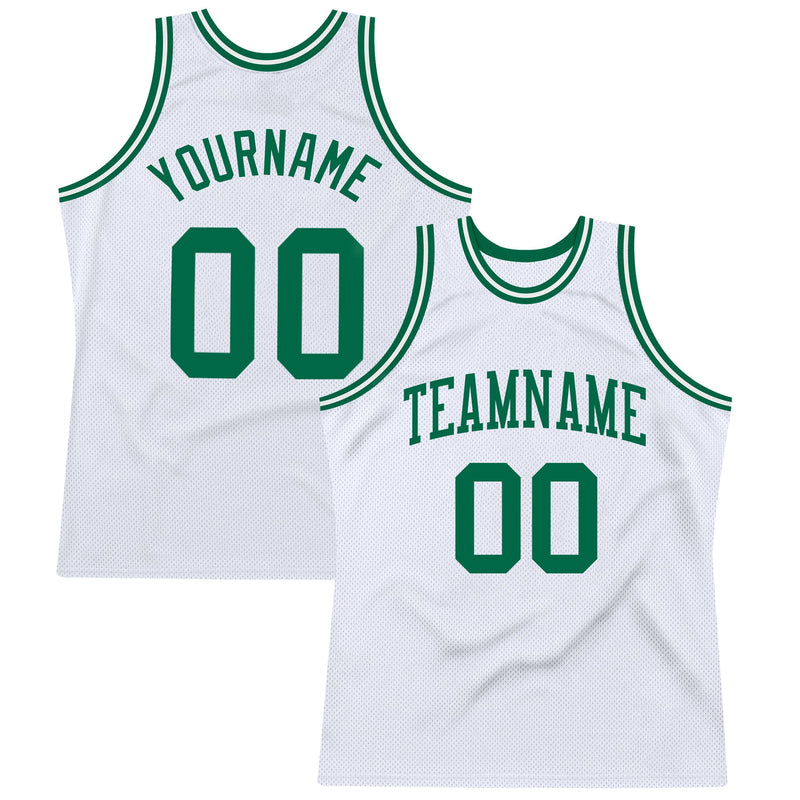 Custom Basketball Jersey, White Kelly Green Throwback Sportswear Jersey Shirt, Athletic Mesh Moisture Wicking Jersey, Casual Gift for Men