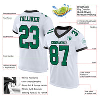 Custom Football Jersey, White Kelly Green Sportswear Jersey Shirt, Athletic Mesh Moisture Wicking Jersey, Casual Gift for Men, Style White1399