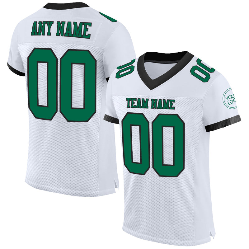 Custom Football Jersey, White Kelly Green Sportswear Jersey Shirt, Athletic Mesh Moisture Wicking Jersey, Casual Gift for Men, Style White1399
