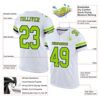 Custom Football Jersey, White Neon Green Black Sportswear Jersey Shirt, Athletic Mesh Moisture Wicking Jersey, Casual Gift for Men