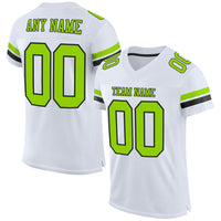 Custom Football Jersey, White Neon Green Black Sportswear Jersey Shirt, Athletic Mesh Moisture Wicking Jersey, Casual Gift for Men