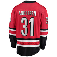 Frederik Andersen Carolina Hurricanes Hockey Jersey, Red Sportswear Jersey Shirt, Long Sleeve Hockey Sweater Jersey, Casual Gift for Men