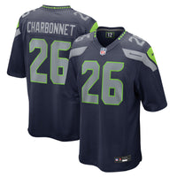Zach Charbonnet Seattle Seahawks Football Jersey, Navy Game Sportswear Jersey Shirt, Lightweight Breathable Athletic Jersey, Casual Gift for Men
